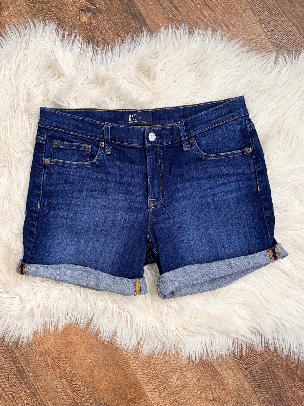 GAP Medium Blue Rolled Cuff Denim Shorts